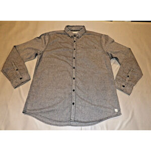 Depart West Mens Shirt Grey Pinpoint Button XL Extra Large Cotton Long Sleeve
